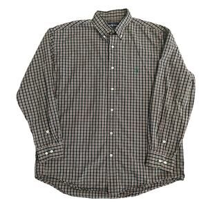 Ralph Lauren men's black white plaid blake 100% cotton lng sleeve button down XL